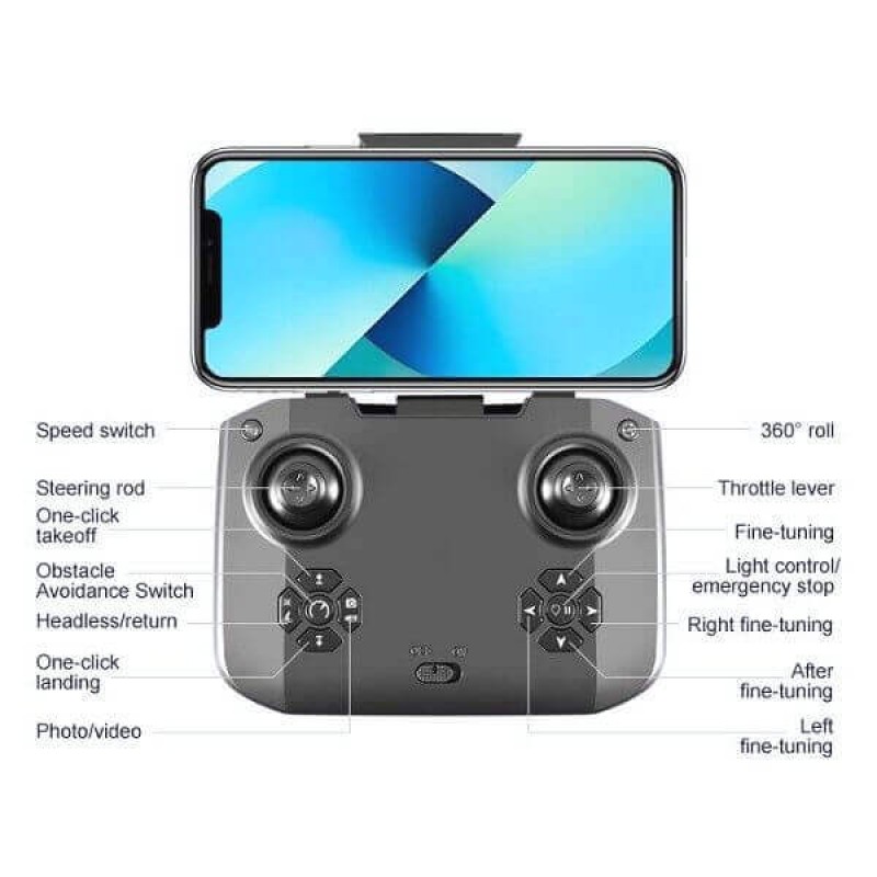 Квадрокоптер RC K105 Max Black − дрон з 4K і HD камерами, FPV, барометр, уникнення перешкод, 15 хв у кейсі