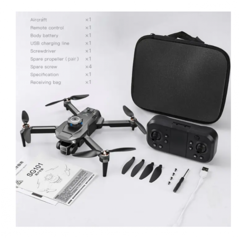 Квадрокоптер SG 101 Max - Безщітковий дрон з 4K камерою, БК, траєкторія польоту, режим headless mode, до 200 м, до 20 хв. польоту