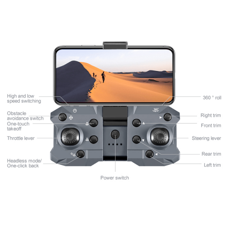 Квадрокоптер XKJ K9 Black – дрон з 4K і HD камерами, FPV, барометр, запобігання перешкод, до 15 хвилин в кейсі