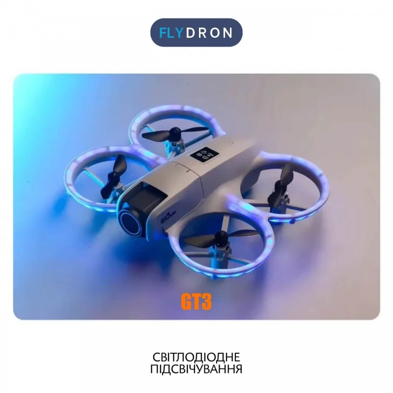 Квадрокоптер GT3 – дрон з 4K камерою, Функція FPV, Уникнення перешкод, Оптичне позиціювання, до 10 хвилин, до 100 м