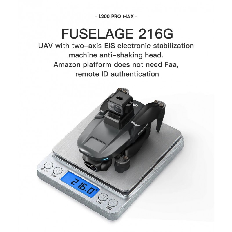 Квадрокоптер LZRC L200 PRO MAX - дрон 4K HD-камера,з 2-осьовим підвісом , з оглядом на 360°, GPS- з уникненням перешкод, Дальність 3000 м, Час польоту: 22 хв, Безколекторний двигун.