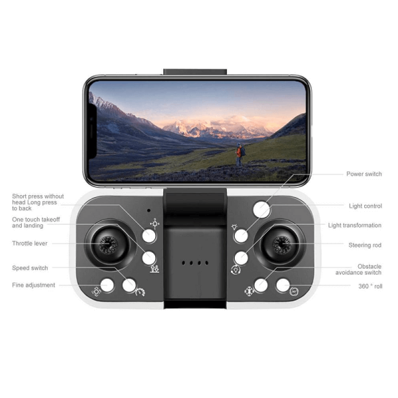 Квадрокоптер YLRC S98 Black - дрон з 4K і HD камерами, FPV, барометр, запобігання перешкодам, до 15хв в кейсі