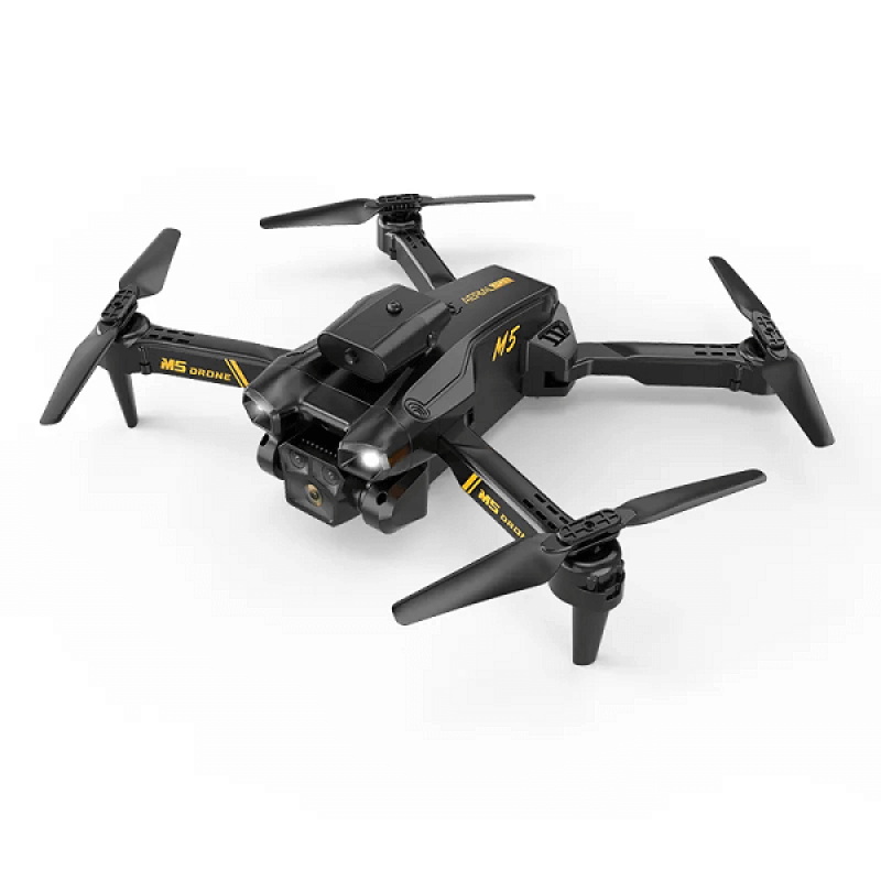 Квадрокоптер RC M5 Black − дрон з 4K і HD камерами, FPV, барометр, уникнення перешкод, 15 хв у кейсі