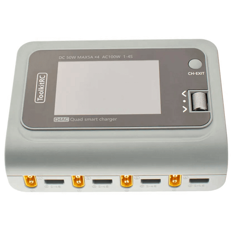 Зарядний пристрій для акумуляторів ToolkitRC Q4AC 4x50W 5A AC 100W Grey