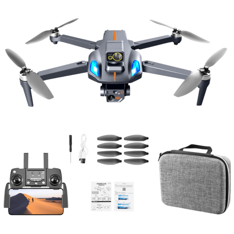 Квадрокоптер XKJ K911 Max − дрон з 4K і HD камерами, GPS, БК мотори, запобігання перешкод, до 1200м, 20 хвилин у кейсі