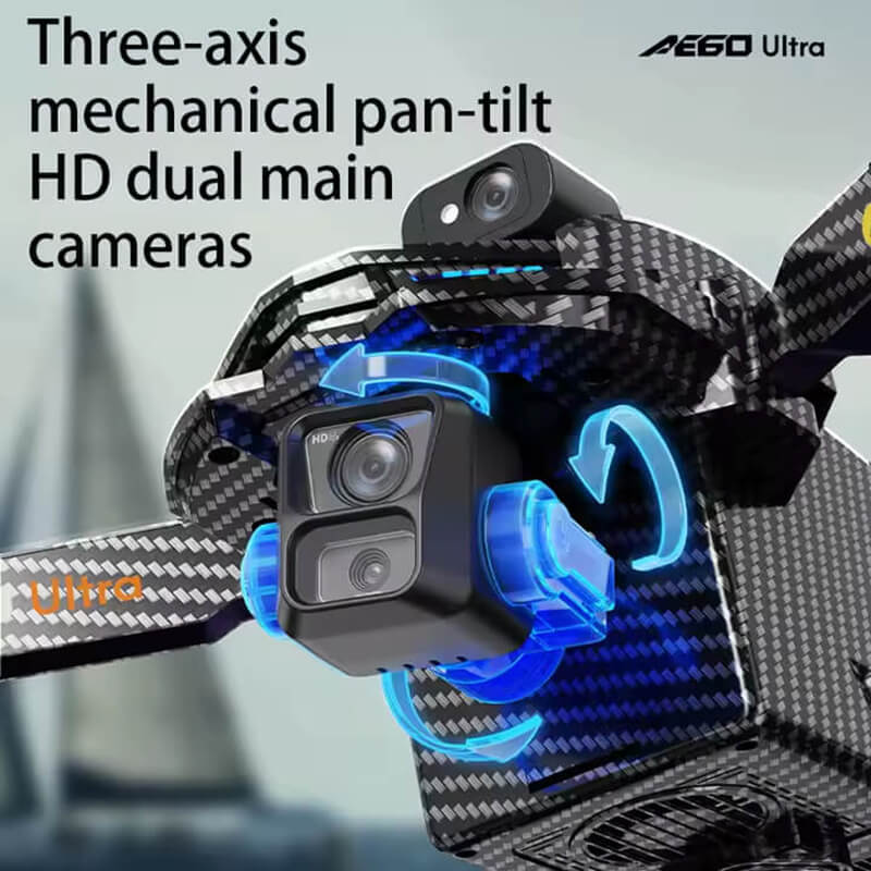 Квадрокоптер AE60 Ultra— дрон з 4K камерою, FPV, GPS, 3-осьовим підвісом, сенсорним пультом керування 7.2", з уникненням перешкод, до 8 км, до 29 хвилин польоту, з сумкою