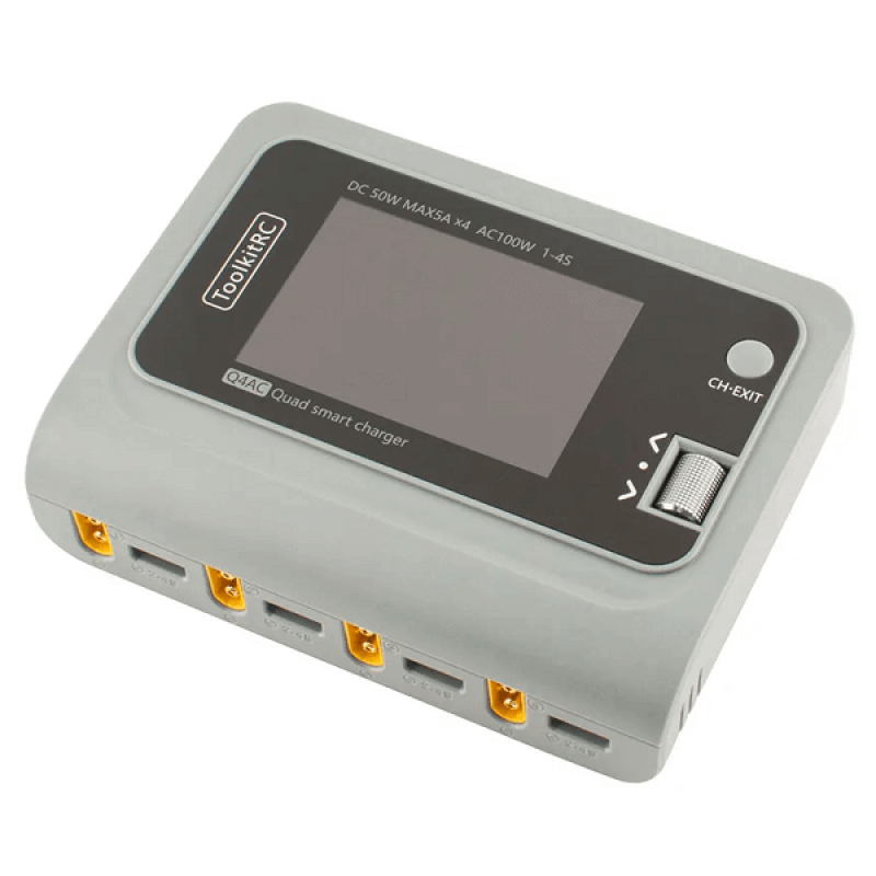 Зарядний пристрій для акумуляторів ToolkitRC Q4AC 4x50W 5A AC 100W Grey