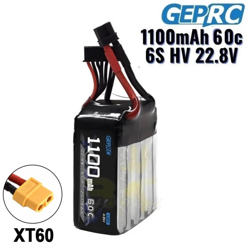 Акумуляторна батарея 1 шт 1100 mAh GEPRC 6S XT60 для квадрокоптера 3-5" FPV / Cinewhoop (до 6 хвилин польоту)