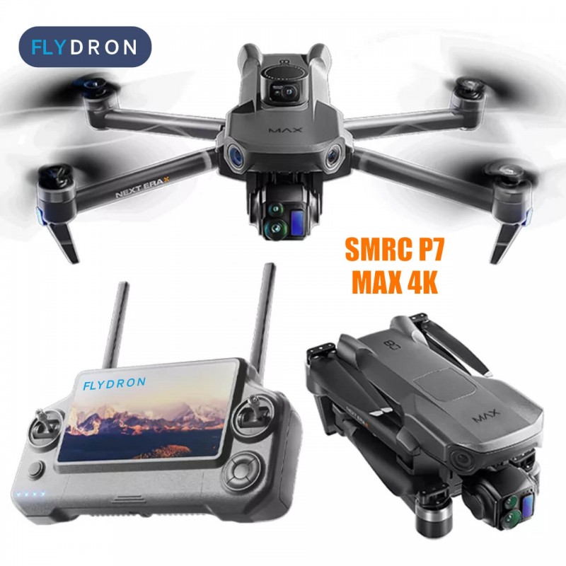 Квадрокоптер SMRC P7 Max 4K – дрон з 4K і HD камерами, БК мотори, FPV, GPS, 5G Wi-Fi, EIS, FCC, 3-осьовий підвіс, Уникнення перешкод, Сенсорний екран на пульті, до 45 хвилин, до 10 км