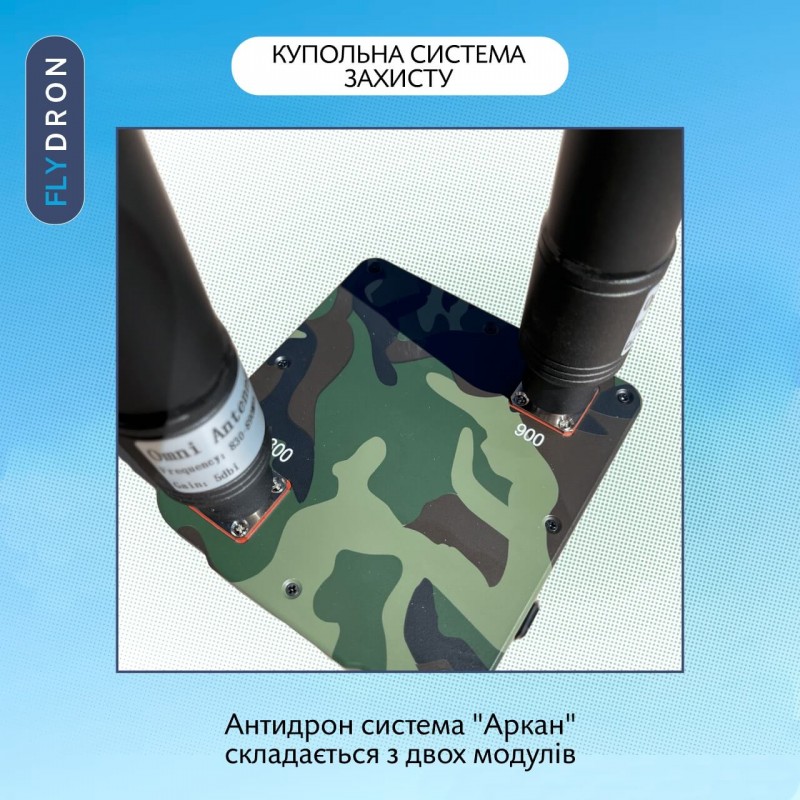 Переносна купольна РЕБ антидрон система/глушилка "Аркан" 400-500 метрів, 820-970 Мгц, 2 Модуля, 100 Вт, 2 АКБ в комплекті, 60 (30+30) хвилин, 10 кг (РЕБ глушник для FPV-дронів)