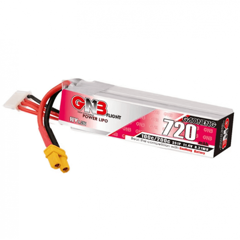 Акумулятор GNB 4S 15.2V 720mAh 100C LiHV XT30 Long Type – оновлена та подовжена модель потужної 4S батареї