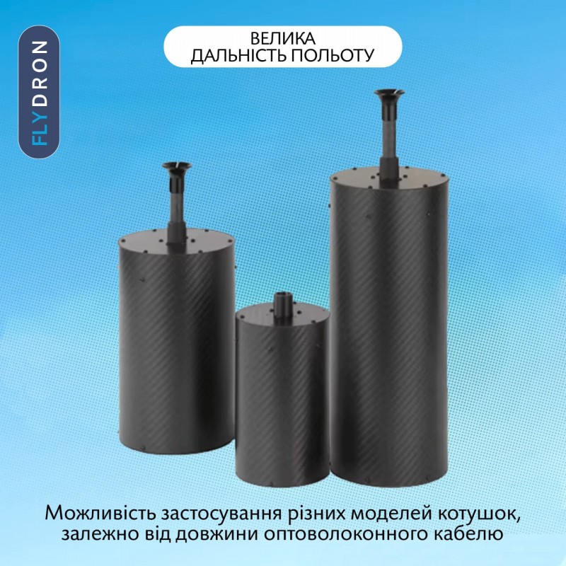 Котушка з оптоволокном для станції керування FPV-дроном, 15 км, 100 x 305 мм, 2,1 кг (Повітряний модуль з оптоволокном для керування FPV-дроном)