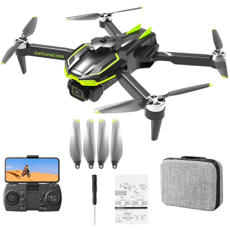 Квадрокоптер XKRC B6 − дрон з 6K і HD камерами, GPS, БК мотори, запобігання перешкод, до 300м, 20 хв у кейсі