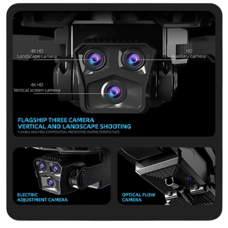 Квадрокоптер K706 - Дрон з безщітковим двигуном, 4K камерою, дальністю польоту до 100 м, часом польоту до 12 хв, функцією утримання висоти, безголовим режимом, керуванням через APP, складаний.