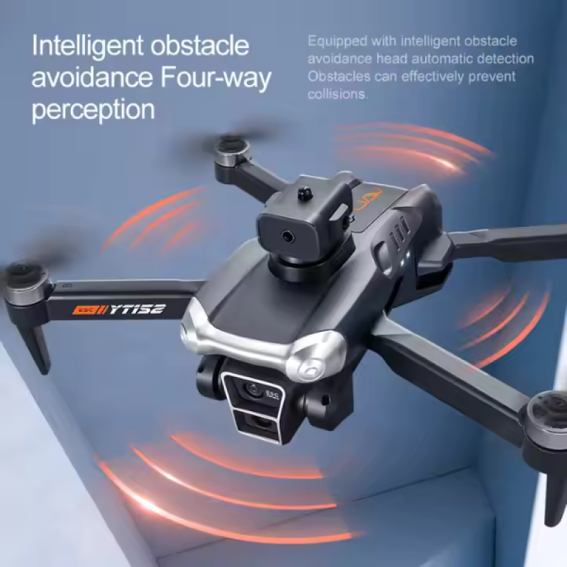 Квадрокоптер YT152 - Дрон з безщітковим двигуном, дальністю польоту 100 м, три камери, Wi-Fi 2.4G, функція 360-градусного обходу перешкод, час польоту до 8 хв.