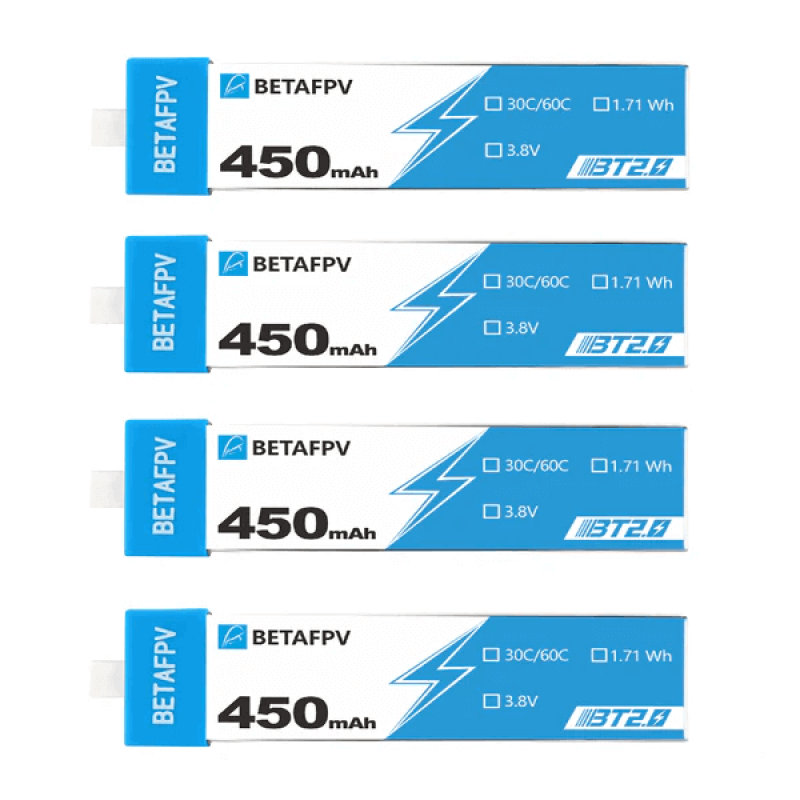 Акумуляторна батарея 4 шт 450 mAh 1S BT2.0 для квадрокоптера BetaFPV Cetus Pro, Cetus X