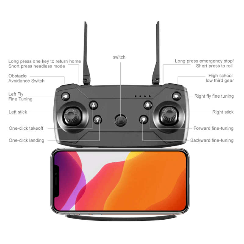 Квадрокоптер OAS K99 Max Gray - дрон з 4К і HD камерами, FPV, барометр, до 18 хвилин в кейсі