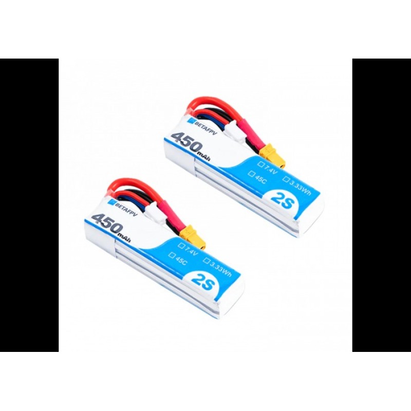 Акумулятор АКБ XT30 450mAh 2S 45C Lipo Battery для квадрокоптерів BetaFPV (2шт)