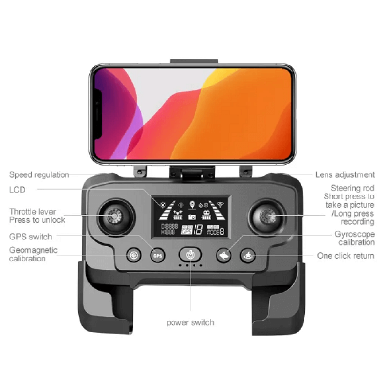 Квадрокоптер RC RG101 Pro - дрон з 4K і HD камерами, FPV, GPS, БК мотори, уникнення перешкод, до 3000м, 28хв в сумці