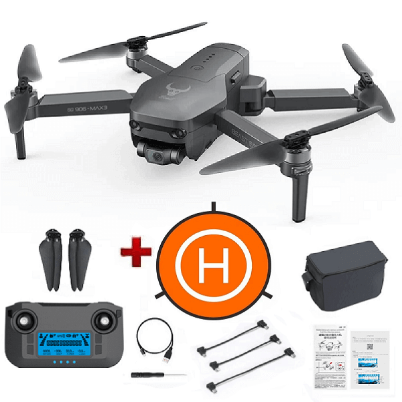 Квадрокоптер ZLRC SG906 MAX 3 - дрон з 4K і HD камерами, GPS, БК мотори, запобігання перешкодам, до 4000м, 30 хв в сумці + злітний майданчик