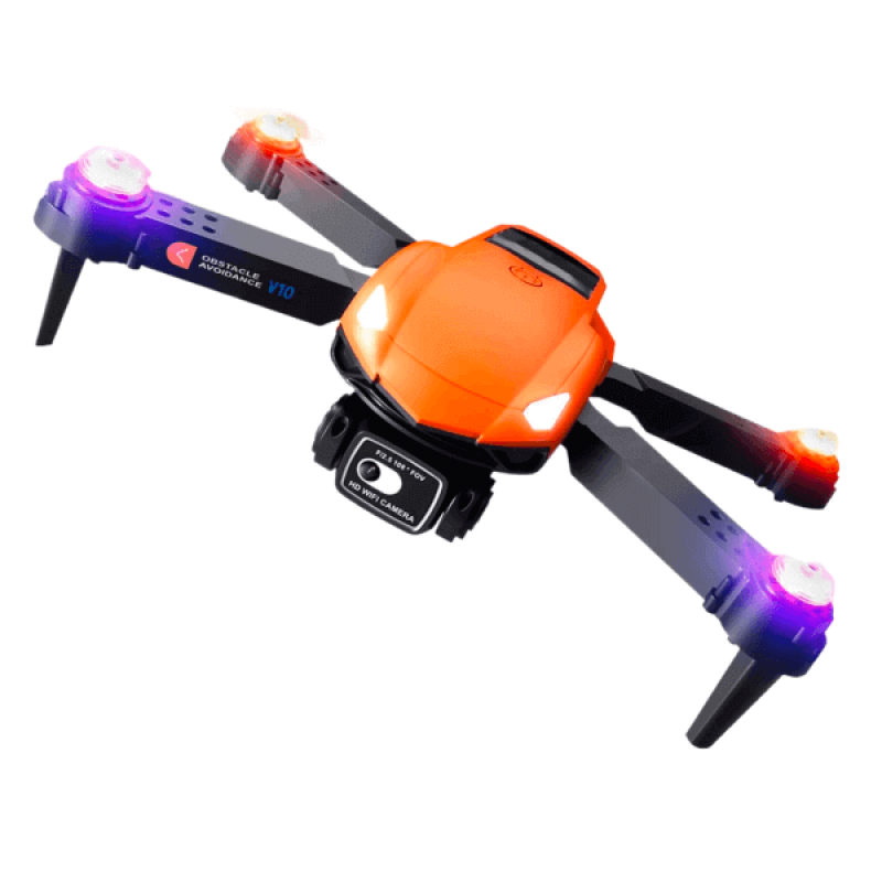 Квадрокоптер RC V10 Orange − дрон з 4K і HD камерами, FPV, уникнення перешкод, барометр, до 20 хв у кейсі