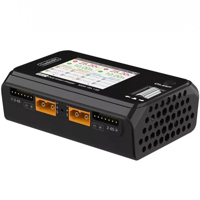 Зарядний пристрій ToolkitRC M6D 500W - двоканальна зарядка на 500 Вт для акумуляторів FPV дронів