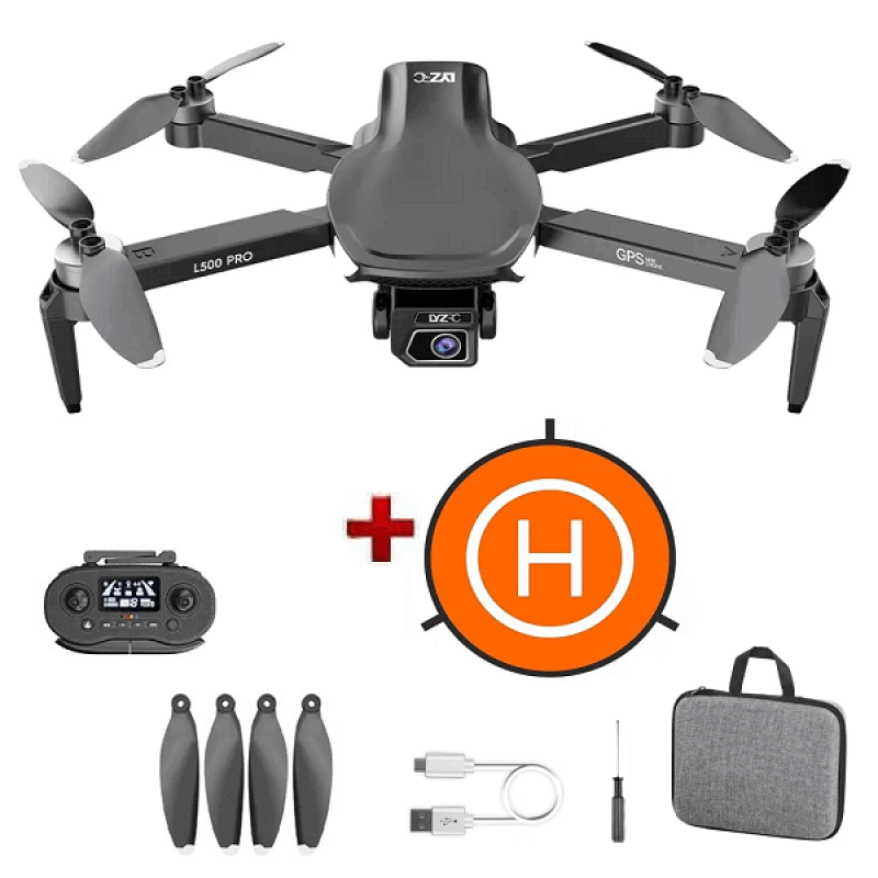 Квадрокоптер LYZRC L500 Pro Black - дрон з 4K і HD камерами, FPV, GPS, БК мотори, до 1200м, 25 хвилин в кейсі + злітний майданчик