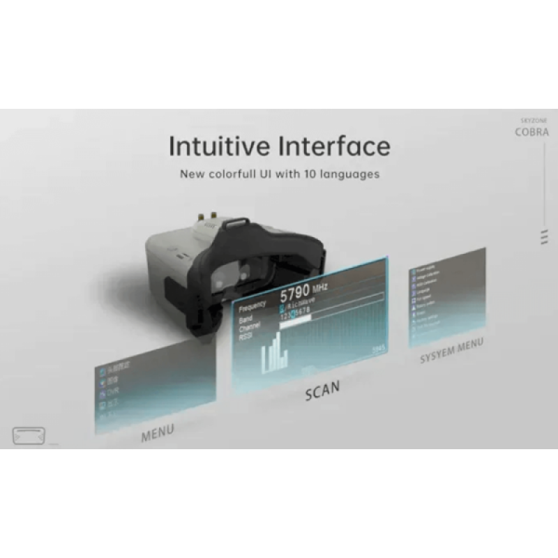 FPV окуляри SKYZONE FPV COBRA SD Grey (COBRASD)