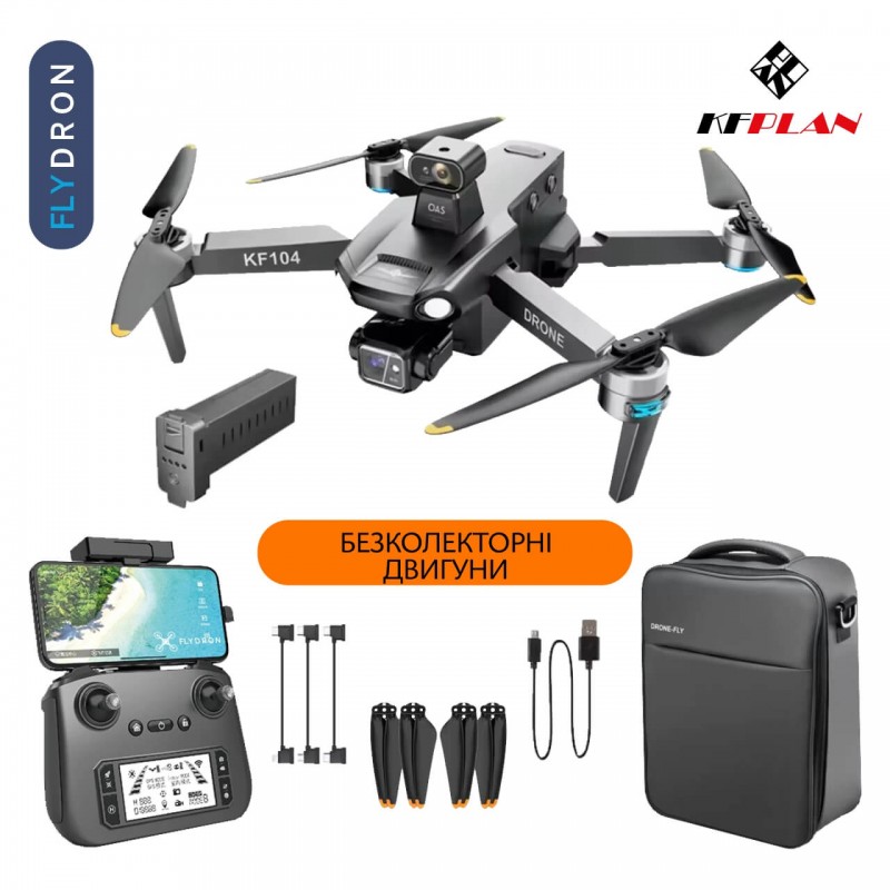 Квадрокоптер KFPLAN KF104 Max 2 – дрон з 4K камерою, БК мотори, GPS, EIS, 3-осьовий підвіс, АКБ у комплекті, Сумка, до 30 хвилин, до 6 км