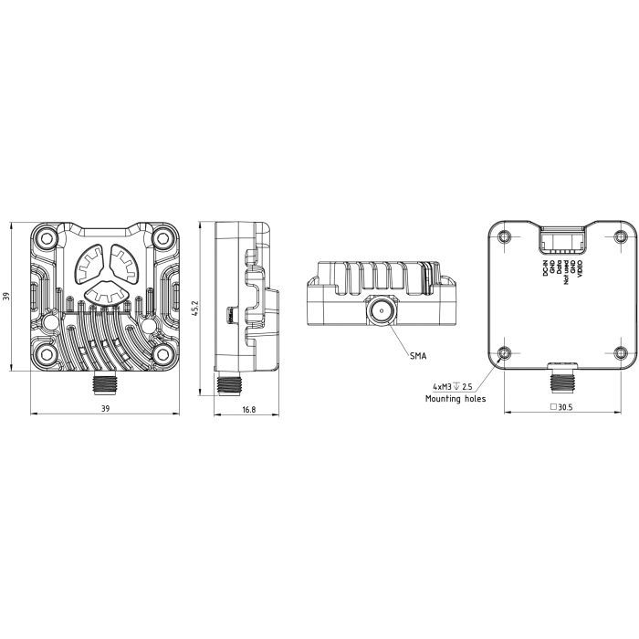Відеопередавач (VTX) DEC1 D1 2.5W 5.8GHz L,X,S Band 64CH SMA (000008788)
