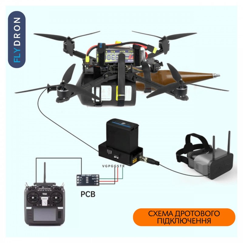 Котушка з оптоволокном для станції керування FPV-дроном, 5 км, 130 x 350 мм, 1,3 кг (Повітряний модуль з оптоволокном для керування FPV-дроном)