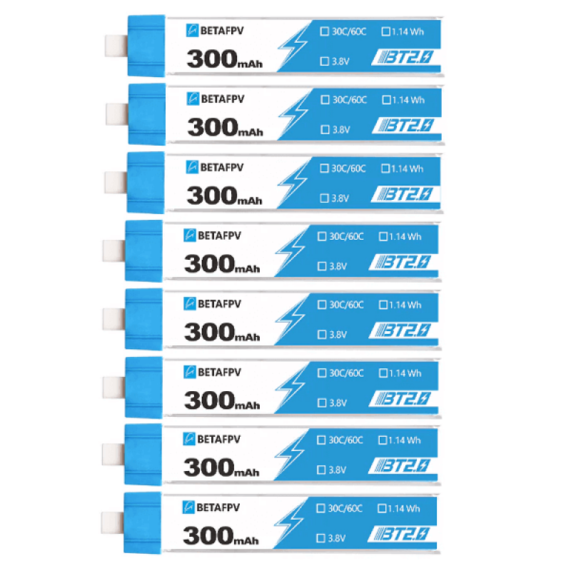 Акумуляторна батарея 8 шт на 300 mAh 1S BT2.0 для квадрокоптера BetaFPV Cetus Lite, Cetus FPV, Meteor65 Pro
