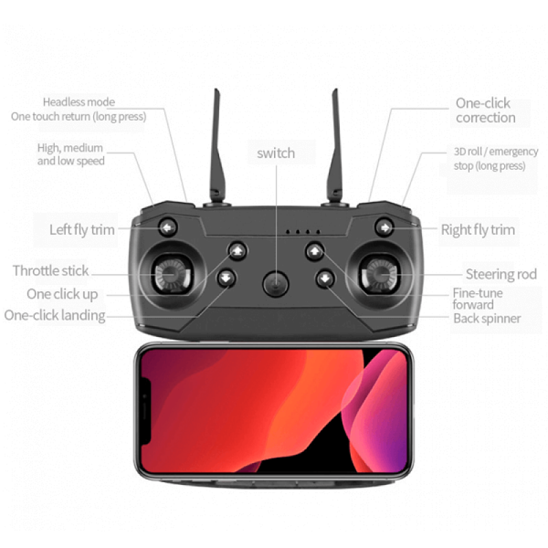 Квадрокоптер RC S60 - дрон з 4K камерою, FPV, барометр, до 18 хвилин в кейсі