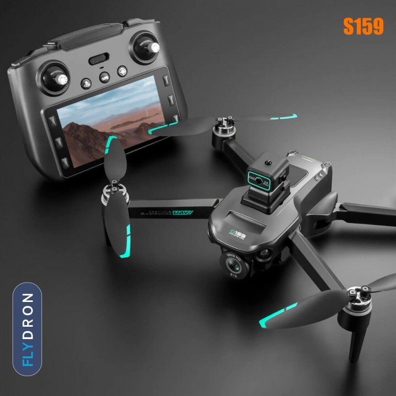 Квадрокоптер S159 – дрон з HD-камерою, БК мотори, FPV, 5G Wi-Fi, GPS, ESC, EIS, Екран на пульті 5,9 дюйми, Уникнення перешкод, до 20 хвилин, до 500 м, Кейс