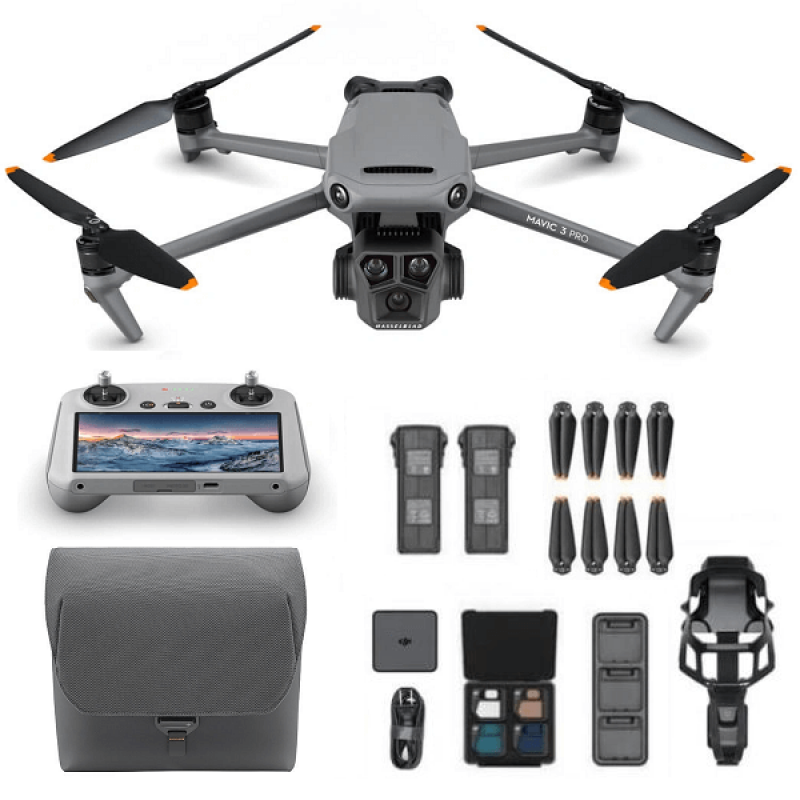 Квадрокоптер DJI Mavic 3 Pro Fly More Combo DJI RC (CP.MA.00000660.01) − дрон з 5.1K камерою, GPS, БК мотори, до 28 км, 43 хвилин